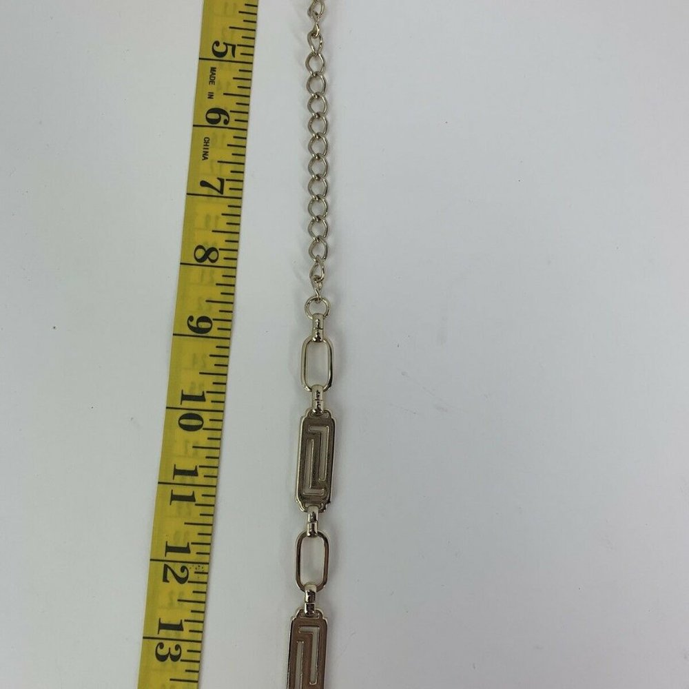 Gold Tone Chain Link Belt Open Work Rectangular - Picture 5 of 8